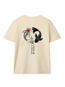 3pcs/Set Summer New Casual Funny Car, Carp Fish, Japanese Sakura Floral Print Round Neck Short Sleeve T-Shirts, Fashionable & Versatile Women Tops - Xám đậm, đen và màu mơ - Xem 7