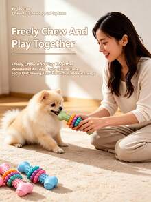 This Durable Dog Chew Toy Is Designed For Dogs That Love To Chew - Made Of Tough Thermoplastic Rubber With Geometric Patterns, It Can Clean Teeth And Train A Dog's Chewing Ability, Suitable For Small And Medium-Sized Dogs, And Can Also Relieve A Dog's Boredom And Destructive Chewing Behavior, Making It A Great Holiday Gift. - Multicolor - View 9