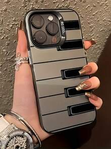 Casing Ponsel 3D 1 buah Hitam Matte Laser Energetic, Desain Piano Pola Garis yang Dipersonalisasi, Kompatibel dengan iPhone 16 Pro Max, 17/16/15/14 Plus, 13/12/11, Air, Series - MultiWarna - View 2