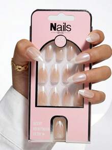 24pcs/Set Nailsbase Solid Color French Pearl Gloss Nail Stickers, Suitable For Spring/Summer, Includes 1pc Jelly Gel And 1pc Nail File, Shiny Manicure Set, Suitable For Party And Mother's Day Gift - Multicolor - View 11