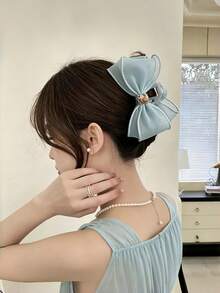 1pc Women's Versatile Soft Bowknot Hair Claw Clip, Influencer Chiffon Hair Accessory Suitable For Daily, Commute And Multiple Occasions Summer Outfits Hair Clips - Multicolor - View 3