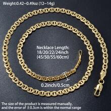 14k Gold Plated Copper Cuban Chain Necklace, Retro Hip Hop Street Style Unisex Everyday & Party Wear Fashionable Accessory - Gold - View 7