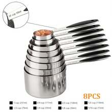 LAISONWARE Bộ dụng cụ đong định lượng bằng thép không gỉ từ tính 17 món - Cốc và thìa có thể xếp chồng lên nhau, kèm dụng cụ gạt ngang dùng cho nguyên liệu khô/lỏng | Dụng cụ cần thiết cho làm bánh và pha cà phê | Bộ dụng cụ sắp xếp nhà bếp mùa xuân - Nhiều màu - Xem 15