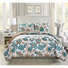 Fancy Linen - Juego de edredón extra largo para cama individual o individual 2 piezas funda de cama extragrande diseño floral blanco café verde azulado - Floral Blanco Marrón Verde Azulado - Ver 3