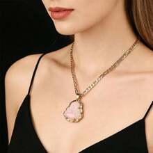 1pc 14K Gold Plated Buddha Pendant Necklace, Unisex, 3mm Flat Figaro Chain Necklace - 佛 - 查看 10