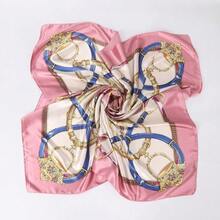 90*90cm Silk Scarf Scarftop Headwraps Women Four Seasons Hair Scarve Hijab Foulard Iuxe Bandana Femme Headscarf - Màu tím - Xem 4