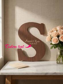 1 Tấm bảng tên bằng gỗ khắc theo yêu cầu, Sổ nhật ký ghi ngày tháng và tên, Sổ nhật ký cưới thay thế, Sổ nhật ký thư cưới thay thế (Không kèm bút) - màu đen - Xem 5