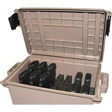 MTM TMC308 - Bote táctico para revistas Almacenamiento de revistas 308 7.62 x 51 apilable Resistente al Agua Doble pestaña con candado Hecho en Estados Unidos Tierra Oscura - Beige Bronceado - Ver 7