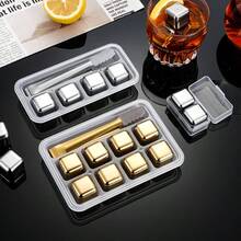 304 Stainless Steel Reusable Ice Cubes, Quickly Cools Beverages, Suitable For Whiskey, Wine, Beer, Coffee And Other Drinks - Silver - View 5