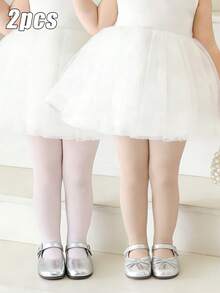 2pcs Baby Girls' Solid Color Sheer High Elasticity Tights, Suitable For All Seasons, Everyday Basic & Dance Wear - Multicolor - View 14