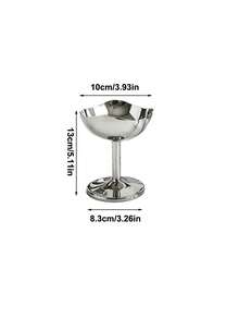 1 pièce Coupe à pudding/crème glacée de luxe en acier inoxydable, assiette à fruits sur pied haute en acier inoxydable à motif floral, plateau à dessert/fruits pour thé de l'après-midi, élégante coupe à mousse/crème glacée/yaourt, coupe à dessert pour boutique de desserts - Argent - Voir 14