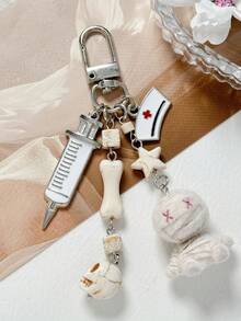 Gotischer Stil Flockiger Bandage Mumie Hänge-Anhänger, süßer Halloween Handy-Anhänger, kreative Spritzen Schlüsselanhänger Accessoires Anhänger Festival Abschluss Lehrer Wertschätzung Geschenke Geburtstags Geschenk Muttertagsgeschenk - Verschiedenfarbig - Übersicht 4