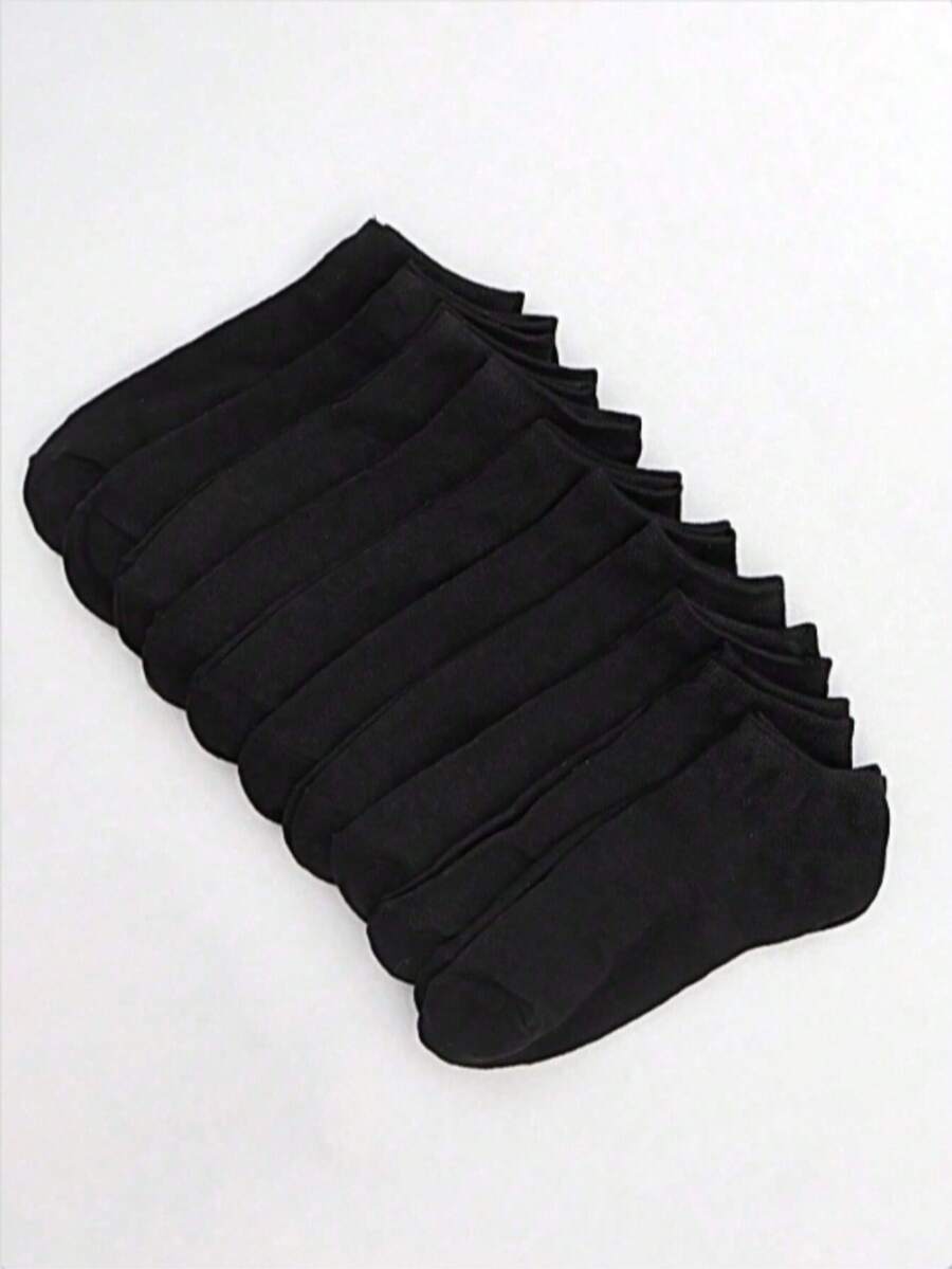 10 Pairs Women's Invisible Socks, 10 Colors - Black - View 1