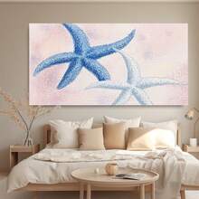 Pintura Acuarela de Estrella de Mar Marítima 2D - Decoración Minimalista con Temática Marina, Marco Envolvente, Resistente al Desvanecimiento, Adecuada para Habitaciones, Pintura Plana 2D - Enmarcado - Ver 3