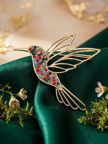 Modische Strass-Kolibri-Broschen - elegante Tiernadeln für Frauen, Unisex-Lässig-Party-Schmuckzubehör / Freundschaftsgeschenke, Abzeichen, Dekoration - Kolibri - Übersicht 11