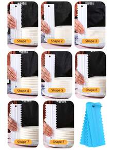 1 Set/4pcs Plastic Cake Contour Scraper, Cake Cream Serrated Scraper, Double-Sided Cream Shaping Scraper, Asymmetrical Serrated Edge Cream Scraper, Pastry Cutting Tool, Cake Slicer, Dough Scraper, Cake Scraper And Cream Smoothing Tool - View 11