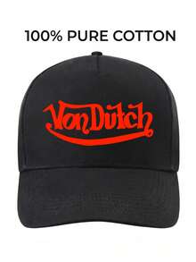 1pcs VonDutch Printed Baseball Cap, Classic Casual Retro Y2K Unisex Baseball Cap, Adjustable Size, Lightweight And Sun Protection, Suitable For Outdoor Sports, Daily Parties, And Vacations, The - Black - View 3