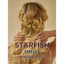 Shell Starfish Conch Hair Clips, Ocean Holiday Style Hair Accessories, Side Clip Forehead Bangs Clip, Flat Claw Clip, Hair Slide, Hair Claws, School Stuff - Nhiều màu - Xem 6