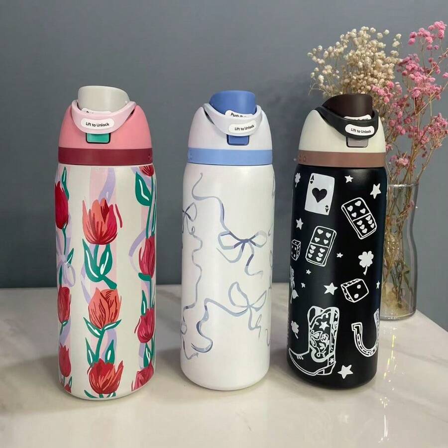 32 Oz Cup Boneyard Vacuum  Water Bottle Drinkware Tumbler Stainless Steel Thermal Mug Original Owalaowala Cold Hot Cup - Nhiều màu - Xem 1