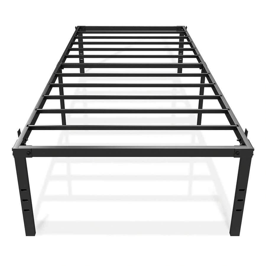Crystals Heavy Duty Metal Bed Frame Platform Base With Storage – Twin Double Queen King Sizes (Black) - Black-Twin - View 1
