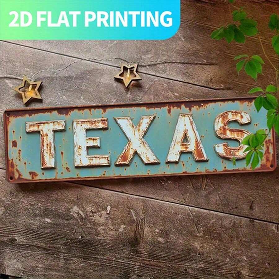 2D Flat, 1pc Vintage Texas Metal Wall Decor Sign - Retro Texas State Nameplate, Heavy-Duty Aluminum, Pre-Drilled Holes For Easy Hanging, 15.7x3.9 Inches - Farmhouse, Kitchen, Porch, Office, For Man Cave Decoration - Perfect Texas-Themed Gift For Home Or Business, Farmhouse Style, Distressed Finish, Flat Printing, Home Decorators - Vintage Industrial Decor - Conversation Starter Home Decoration, Outdoor Wall Decor Metal, Garage Decorations, Nostalgic Signage, Classic Architectural, Easy To Hang, Cafe Owners - Retro Kitchen Decor, Pre-Drilled Holes, Random Hole Style - Metal Wall Art, Tin Signs, Vintage Metal Signs, Retro Wall Decor, Rustic Metal Art, Cool Metal Signs, Man Cave Decor, Garage Signs, Classic Metal Art, Unique Wall Art