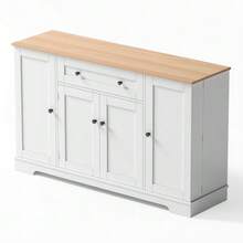 Multifunctional Kitchen Sideboard – 138cm Sideboard With Drawer, Doors And Adjustable Shelves – Modern Design With Anti-Tip Device, Ideal For Kitchen, Living Room And Bedroom - Natural Color - View 10