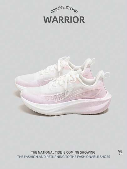 WARRIOR 1 Pair Women's Lace-Up Color Block Low-Top Sneakers, Soft Sole Breathable Mesh Casual Running Shoes, Spring/Summer