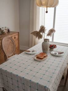 Bubaba 1pc Natural Mia Linen Color Tablecloth, Vintage Farmhouse Style Linen Blend Rectangular Design, Woven Texture, Soft And Breathable Fabric, Protects Table Surface And Enhances Dining Ambiance, Suitable For Kitchen, Dining Room, Rustic Home, Wedding Party, All Seasons - Multicolor - View 6