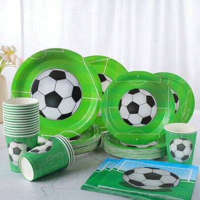 Bộ đồ dùng ăn uống dùng một lần chủ đề bóng đá, bao gồm đĩa giấy 7/9 inch, cốc giấy, khăn giấy, thích hợp cho tiệc sinh nhật, lễ hội, họp mặt, dã ngoại, sự kiện kỷ niệm, tiệc cưới, tiệc trà, lễ tốt nghiệp.