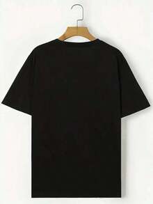 Camiseta De Cuello Redondo Con Estampado De Letras, Camiseta De Manga Corta Casual Para Primavera Y Verano, Ropa De Mujer UBR2 - Negro - Ver 2