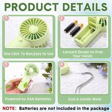 Kipas Listrik Mini Portabel Bertenaga Baterai AAA, Satu Kecepatan, Kipas Pribadi Senyap 5 Inci, Cocok untuk Samping Tempat Tidur, Berkemah, Aktivitas Luar Ruangan, Kipas Meja Nirkabel. Kipas Genggam Ringkas, Kipas Saku Mini Portabel untuk Luar Ruangan, Kipas Ringkas Mini Portabel - Handheld - View 2