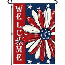 1Pc July 4th Independence Day Garden Flag (12x18 Inches, Double-Sided Print) - Patriotic Memorial Day Floral Flag For Yard And Outdoor Decoration - A - 查看 8