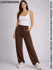 Women's Winter Pants, Warm, Comfortable, Loose-Fitting, Wide Leg, High Waist. - Rỉ Nâu - Xem 5