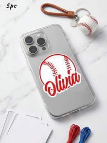 5/10/25pc Custom Text Baseball Name Stickers – Personalized Baseball Themed Waterproof Stickers With Custom Name & Color Options | Fun Sports Gift For Baseball Fans, Teams, And Sports Fans | Water Bottle & Gear Decor - Multicolor - View 25