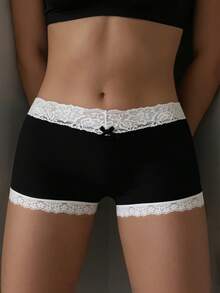 Women's Elegant & Comfortable Cooling Knit Boyshort Panties - Black and White - View 5