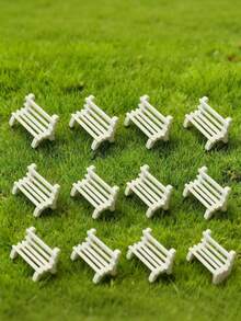 10pcs/5pcs Mini Bench, Mini Bench Crafts: Mini Garden Bench Seat - House Furniture Decor, Suitable For Miniature Landscape DIY Crafts Display And Park Scenes, Mini White Bench Set | Made Of PVC, Ideal For DIY Miniature Landscape And Photography Props - A - View 2