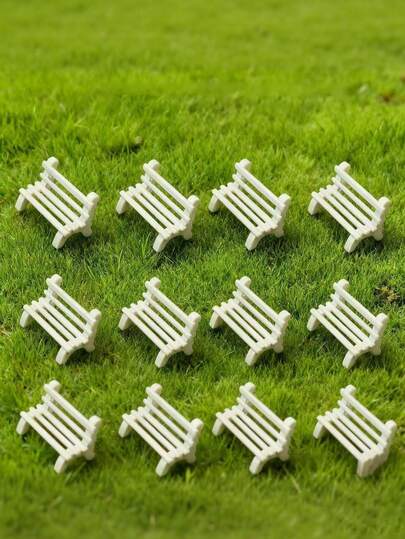 10pcs/5pcs Mini Bench, Mini Bench Crafts: Mini Garden Bench Seat - House Furniture Decor, Suitable For Miniature Landscape DIY Crafts Display And Park Scenes, Mini White Bench Set | Made Of PVC, Ideal For DIY Miniature Landscape And Photography Props