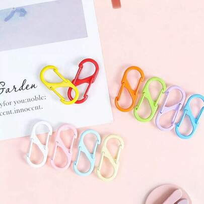 10 chiếc móc khóa hình chữ S nhiều màu sắc kiểu Macaron, móc treo ba lô đa năng hình số 8 có thể xoay hai chiều, kẹp chìa khóa, phụ kiện tiện dụng.