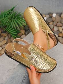 Gold Crocodile Pattern - Heel Strap