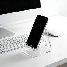 1pc Minimalist High Transparency Industrial Aesthetic Desktop Phone Holder, Convenient Support Stand, Common Display Rack, Acrylic Phone Stand, Slouchy Person Essential - Portable Stand - View 6