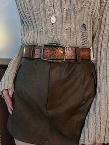 1pc Women's Retro Print Waist Belt, Suitable For Everyday Wear With Western Style - A - View 8