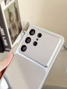 1pc Premium Silver Mirror Phone Case With Full Camera Protection, Shockproof, Anti-Slip & Scratch-Resistant, Compatible With Samsung S21-S25 Series, Note 14/13/12 Series & P60/70, Perfect Valentine's Day / New Year Gift - Silver - View 2