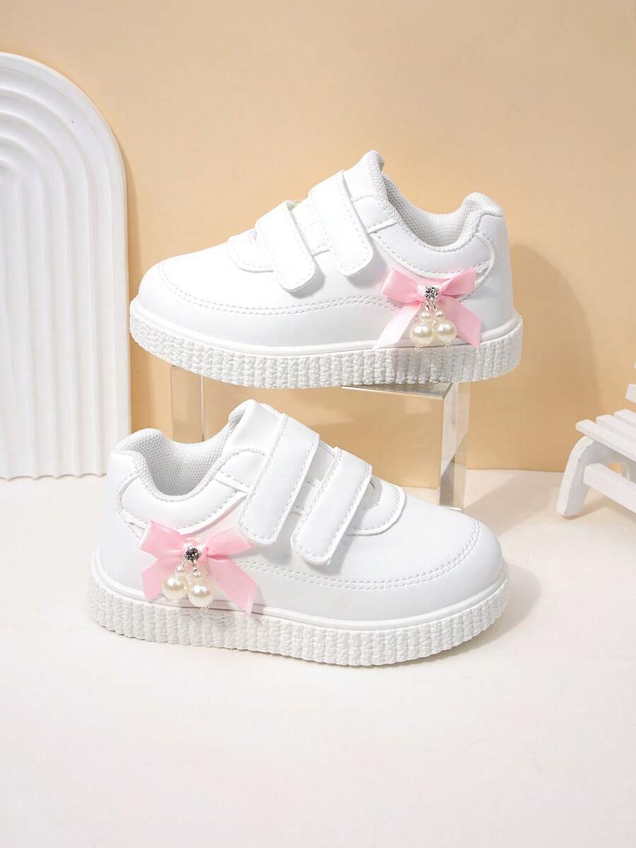 Giày trẻ em mẫu mới mùa xuân, giày thể thao chống trượt thắt nơ cho bé gái, giày sneaker hoạt hình thường ngày cho bé trai, giày chạy bộ cho bé, giày trắng nhỏ. - Hồng - Xem 1