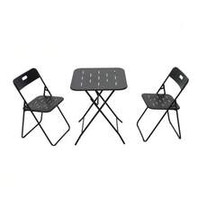 Conjunto de bistró plegable de tres piezas para uso exterior, con revestimiento electroforético, muebles de jardín plegables, 2 sillas y 1 mesa, conjunto resistente a la intemperie para uso interior y exterior. - Negro - Ver 12