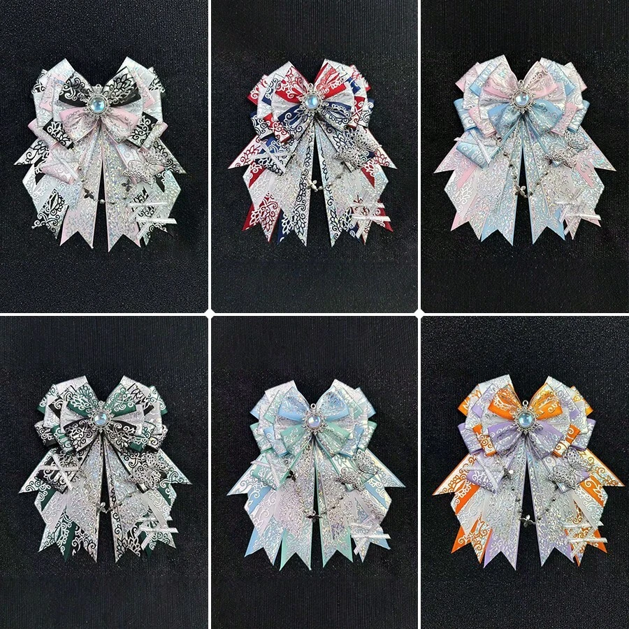 1枚复古独特蝴蝶结胸针，宝石全息缎带手工DIY成品，宅男偶像周边，动漫游戏展cosplay配饰，洛丽塔原宿风装饰蝴蝶结胸针 - A - 查看 1