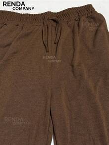 Women's Basic Wide Leg Pants, Loose Fit, High Waist, Casual And Comfortable. - Rust Brown - View 2