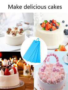 1 Set/4pcs Plastic Cake Contour Scraper, Cake Cream Serrated Scraper, Double-Sided Cream Shaping Scraper, Asymmetrical Serrated Edge Cream Scraper, Pastry Cutting Tool, Cake Slicer, Dough Scraper, Cake Scraper And Cream Smoothing Tool - View 10