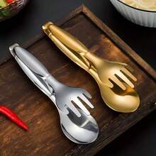 1pc Thick Stainless Steel Finger-Shaped Food Clip, Suitable For Frying, Steak, BBQ, Buffet - Silver - View 2