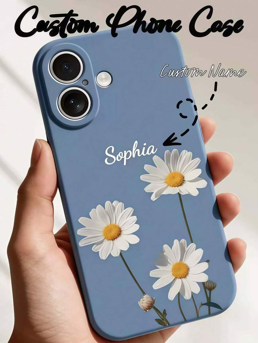 Capa protetora personalizada para celular com alça de silicone TPU preta, design moderno e exclusivo. Compatível com iPhone 17, 16, 15, 14, 13, 12, 11 Plus, Pro Max, Galaxy S25, Galaxy S24 Plus, Galaxy S23 FE, Galaxy S22 Ultra e outras séries. Ideal como presente de Halloween, Natal, aniversário ou para comemorar outras datas comemorativas para familiares, amigos, namorada ou casais. - Azul - Ver 1