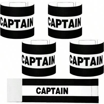 4Pcs Elastic Soccer Captain Armbands, Adjustable Breathable Classic Design, Suitable For Youth And Adults, Multi-Sport Accessory For Football, Rugby, Basketball And Volleyball (12.2x3.15In)